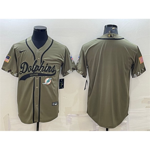 Miami Dolphins Blank Olive 2022 Salute To Service Cool Base Stitched Jersey
