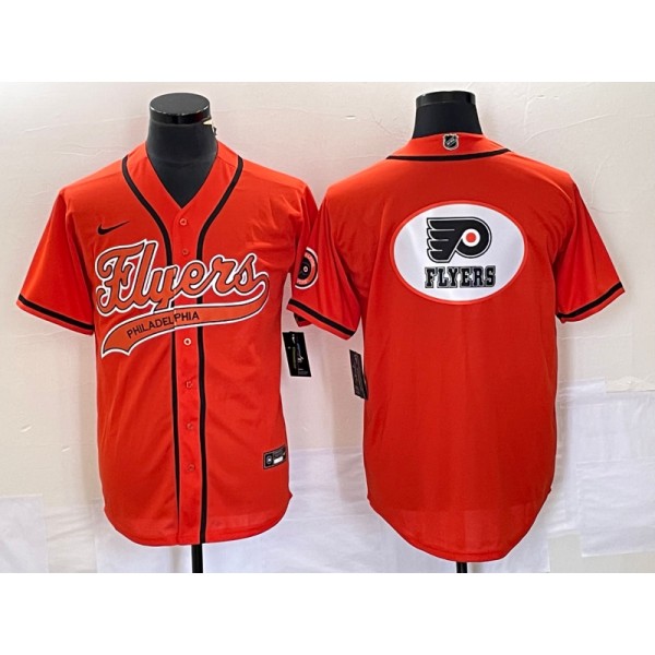 Philadelphia Flyers Orange Team Big Logo Cool Base Stitched Jersey