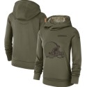 Women's Cleveland Browns Olive Salute To Service Team Logo Performance Pullover NFL Hoodie