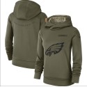 Women's Philadelphia Eagles  Olive Salute to Service Team Logo Performance Pullover NFL Hoodie