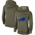 Women's Buffalo  Bills Olive Salute to Service Team Logo Performance Pullover NFL Hoodie