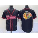 Chicago Blackhawks Black Team Big Logo Cool Base Stitched Jersey