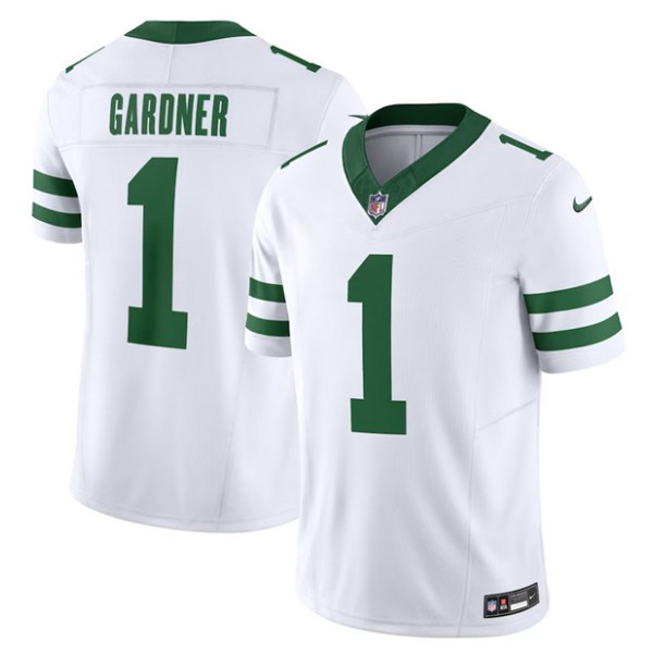 New York Jets #1 Ahmad Sauce Gardner White 2023 F.U.S.E. Vapor Limited Throwback Stitched Jersey