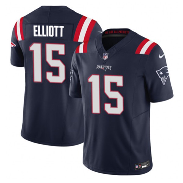 New England Patriots #15 Ezekiel Elliott Navy 2023 F.U.S.E. Vapor Limited Stitched Jersey