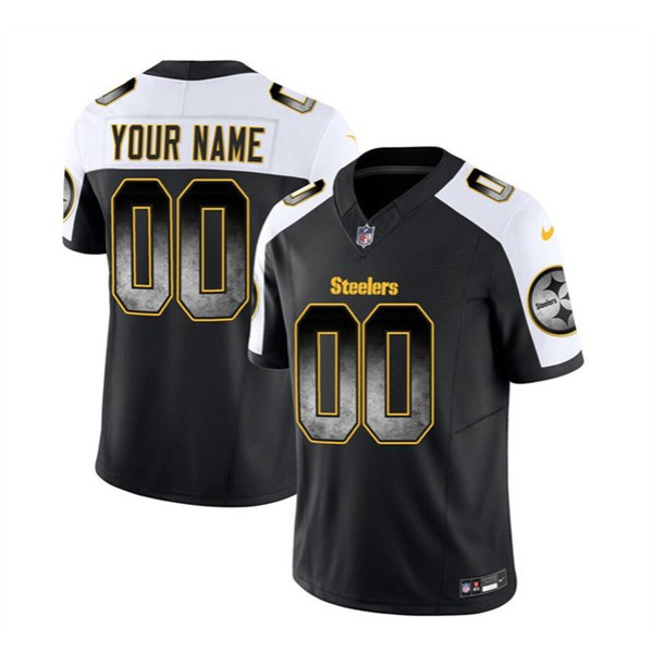 Pittsburgh Steelers Custom Black White 2023 F.U.S.E. Smoke Vapor Untouchable Limited Stitched Jersey