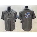 Detroit Lions Gray Team Big Logo Cool Base Stitched Jersey