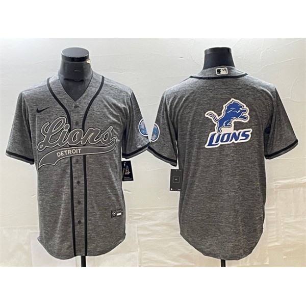 Detroit Lions Gray Team Big Logo Cool Base Stitched Jersey