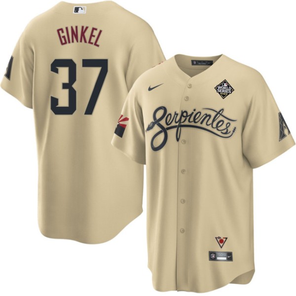Arizona Diamondbacks #37 Kevin Ginkel Gold 2023 World Series City Connect Cool Base Stitched Jersey