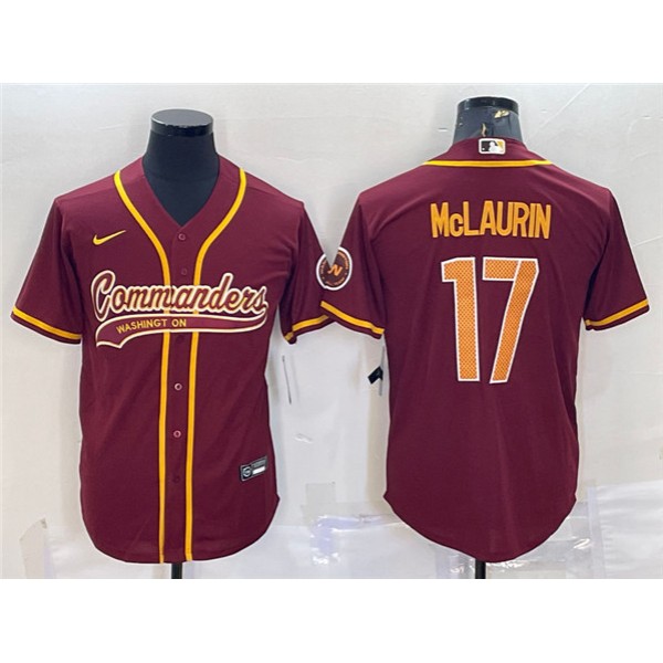 Washington Commanders #17 Terry McLaurin Burgundy With Patch Cool Base Stitched Jersey