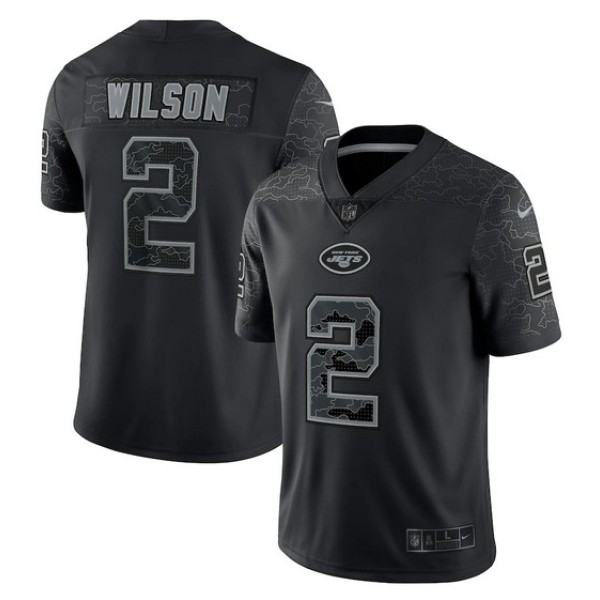 New York Jets #2 Zach Wilson Black Reflective Limited Stitched Jersey