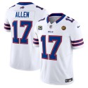 Buffalo Bills #17 Josh Allen White 2023 F.U.S.E. With 4-Star C Ptach And John Madden Patch Vapor Limited Stitched Jersey