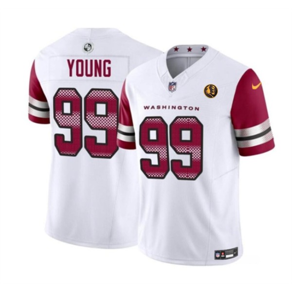 Washington Commanders #99 Chase Young White 2023 F.U.S.E. With John Madden Patch Vapor Limited Stitched Jersey