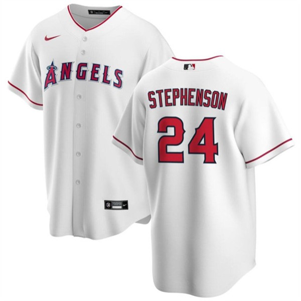 Los Angeles Angels #24 Robert Stephenson White Cool Base Stitched Jersey