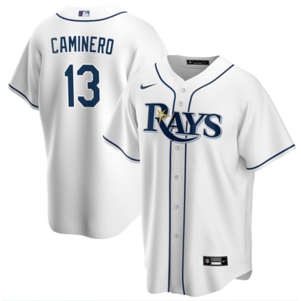 Tampa Bay Rays #13 Junior Caminero White Cool Base Stitched Jersey
