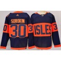 New York Islanders #30 Ilya Sorokin Navy 2024 With Stadium Series Patch Stitched Jersey