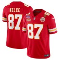 Kansas City Chiefs #87 Travis Kelce Red 2024 F.U.S.E. Super Bowl LVIII Patch With "NKH" Patch And 4-Star C Patch Vapor Untouchable Limited Stitched Jersey