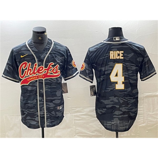 Kansas City Chiefs #4 Rashee Rice Gray Camo Cool Base Stitched Jersey