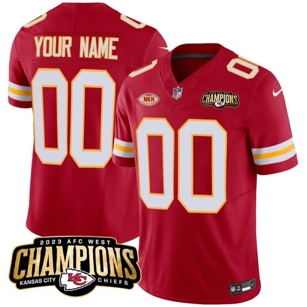 Kansas City Chiefs Custom Red 2023 F.U.S.E. AFC West Champions With "NKH" Patch Vapor Untouchable Limited Stitched Jersey