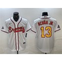 Atlanta Braves #13 Ronald Acuña Jr. White Gold World Series Champions Cool Base Stitched Jersey