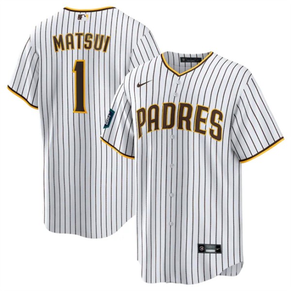 San Diego Padres #1 Yuki Matsui White 2024 World Tour Seoul Series Home Stitched Jersey