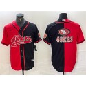 San Francisco 49ers Red Black Split Team Big Logo With Patch Cool Base Stitched Jersey