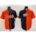 Cincinnati Bengals Team Big Logo Black Orange Split With Patch Cool Base Stitched Jersey