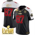Kansas City Chiefs #87 Travis Kelce Black White 2024 F.U.S.E. Super Bowl LVIII Patch With "NKH" Patch Vapor Untouchable Limited Stitched Jersey