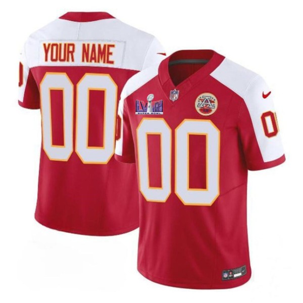 Kansas City Chiefs Custom Red White 2024 F.U.S.E. Super Bowl LVIII Patch Vapor Untouchable Limited Stitched Jersey