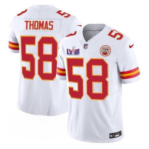 Kansas City Chiefs #58 Derrick Thomas White 2024 F.U.S.E. Super Bowl LVIII Patch Vapor Untouchable Limited Stitched Jersey