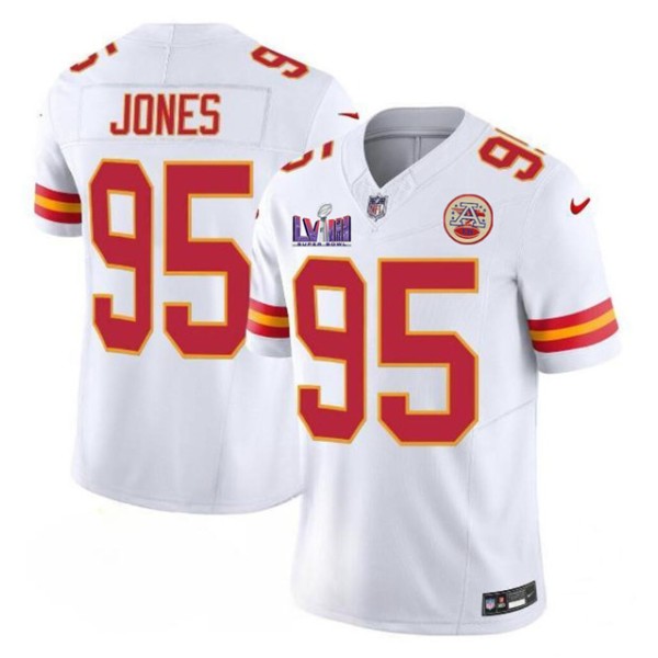 Kansas City Chiefs #95 Chris Jones White 2024 F.U.S.E. Super Bowl LVIII Patch Vapor Untouchable Limited Stitched Jersey