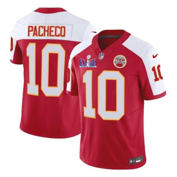 Kansas City Chiefs #10 Isiah Pacheco Red White 2024 F.U.S.E. Super Bowl LVIII Patch Vapor Untouchable Limited Stitched Jersey