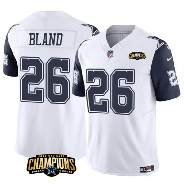 Dallas Cowboys #26 DaRon Bland White Navy 2023 F.U.S.E. NFC East Champions Patch Stitched Jersey