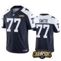 Dallas Cowboys #77 Tyron Smith Navy White 2023 F.U.S.E. NFC East Champions Patch Stitched Jersey