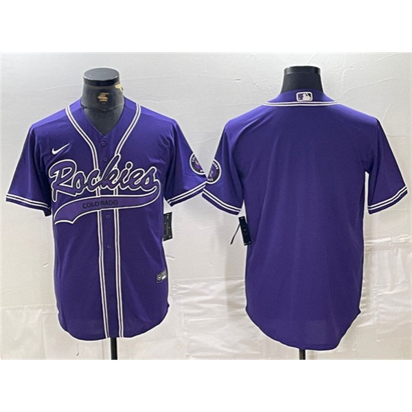 Colorado Rockies Blank Purple Cool Base Stitched Jersey
