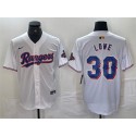 Texas Rangers #30 Nathaniel Lowe White Gold Cool Base Stitched Jersey