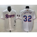 Texas Rangers #32 Evan Carter White Gold Cool Base Stitched Jersey