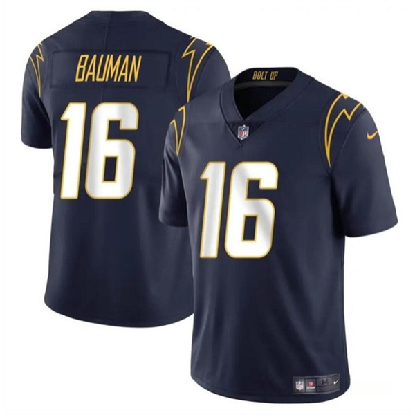 Los Angeles Chargers #16 Casey Bauman Navy 2024 Vapor Limited Stitched Jersey