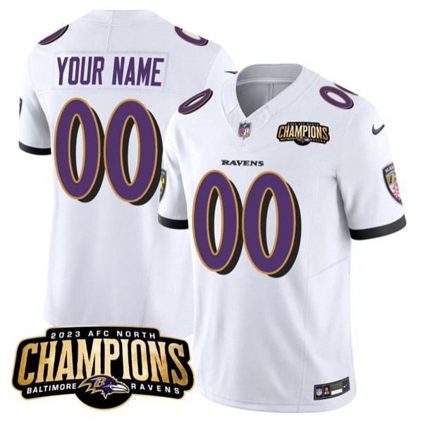 Baltimore Ravens Custom White 2023 F.U.S.E. AFC North Champions Vapor Limited Jersey