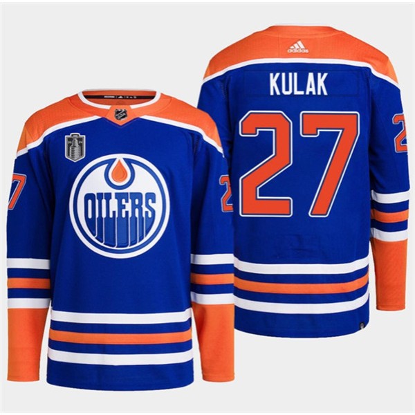 Edmonton Oilers #27 Brett Kulak Royal 2024 Stanley Cup Final Patch Stitched Jersey