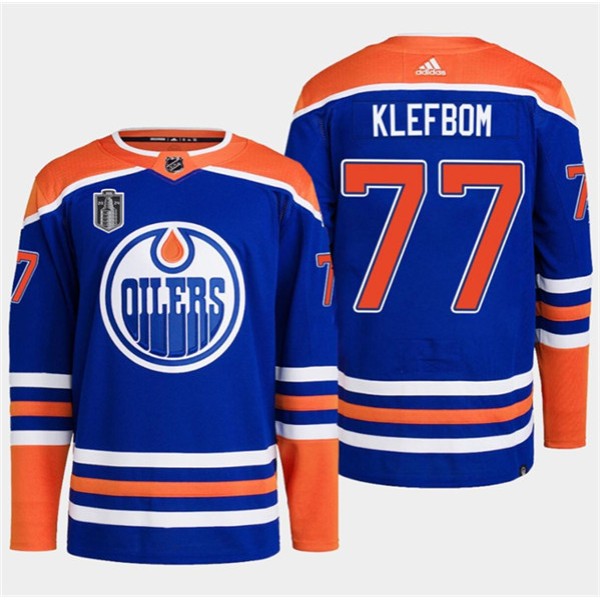 Edmonton Oilers #77 Oscar Klefbom Royal 2024 Stanley Cup Final Patch Stitched Jersey