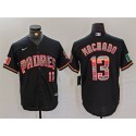 San Diego Padres #13 Manny Machado Black White Cool Base Stitched Jersey