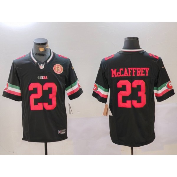 San Francisco 49ers #23 Christian McCaffrey Black F.U.S.E. Mexico With Gate Bridge Patch Vapor Limited Stitched Jersey