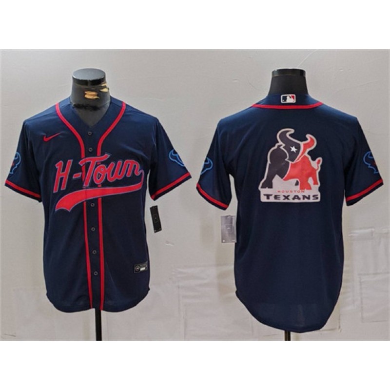 Houston Texans Team Big Logo Navy With Patch Cool Base Stitched Jersey Houston Texans Team Big Logo Navy With Patch Cool Base Stitched Jersey