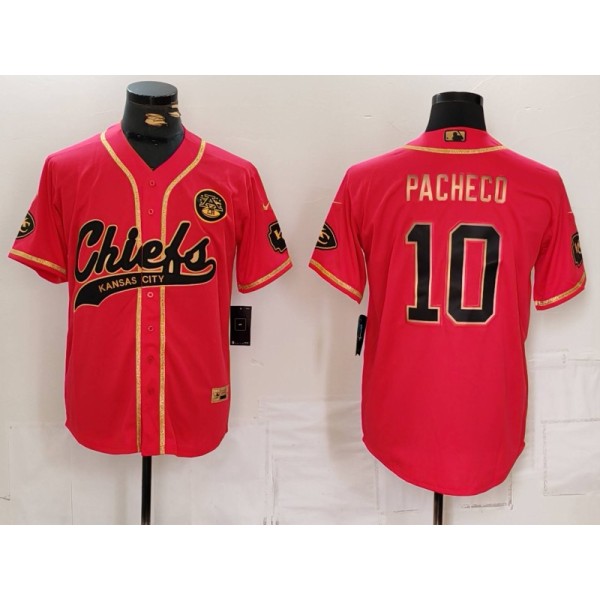 Kansas City Chiefs #10 Isiah Pacheco Red Gold Cool Base Stitched Jersey