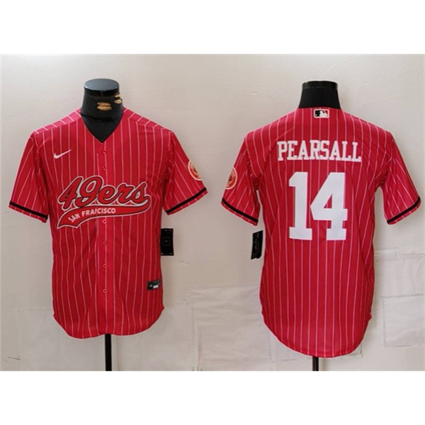 San Francisco 49ers #14 Ricky Pearsall Red With Patch Cool Base Stitched Jersey