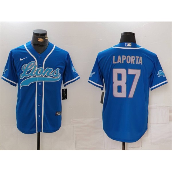Detroit Lions #87 Sam LaPorta Blue Cool Base Stitched Jersey