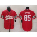San Francisco 49ers #85 George Kittle Red With Patch Cool Base Stitched Jersey