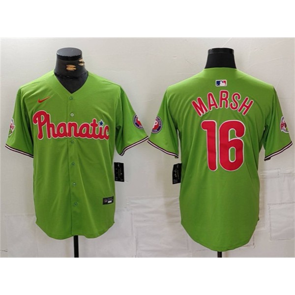 Philadelphia Phillies #16 Brandon Marsh Green With Patch Stitched Jersey