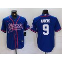 New York Giants #9 Malik Nabers Royal With Patch Cool Base Stitched Jersey