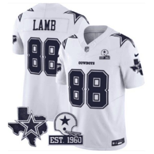 Dallas Cowboys #88 CeeDee Lamb 2024 White F.U.S.E. With Established In 1960 Patch Limited Stitched Jersey